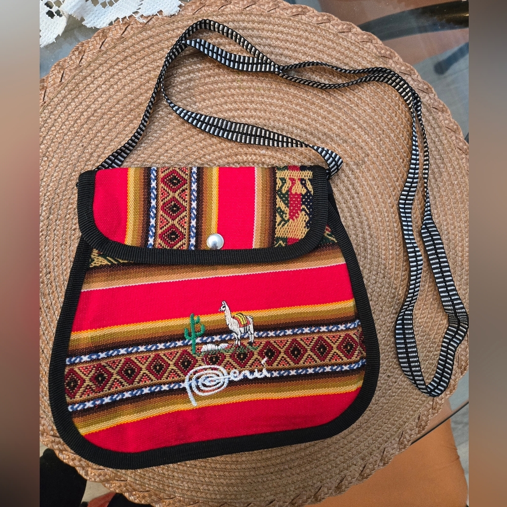 Peruvian Red and Black Patterned Women's Shoulder Bag